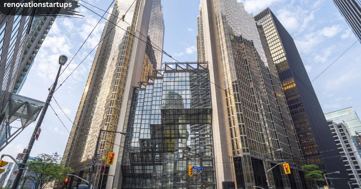 Exterior view of 200 Bay Street Toronto Royal Bank Plaza gold windows Financial District