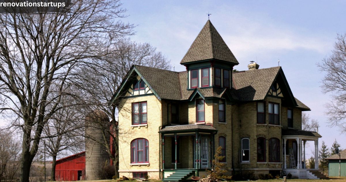 Victorian-style yellow brick house with turret and wraparound porch, an example of historic character homes for a maison a vendre Granby search