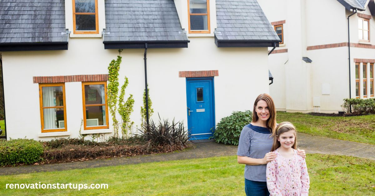 Mother and daughter standing outside a home near 2125 Lynn Heights Dr, Pickering, with a blue front door and brick window trim.
