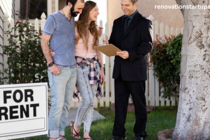 House for rent near me - agent showing couple a rental property