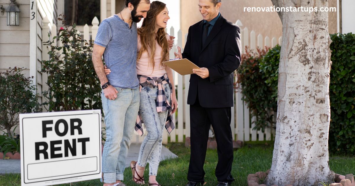 House for rent near me - agent showing couple a rental property
