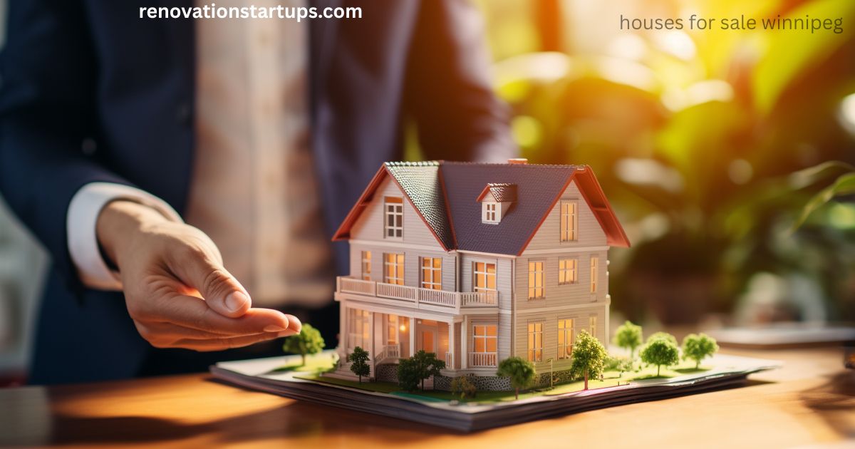 Realtor presenting a model house, representing houses for sale in Winnipeg