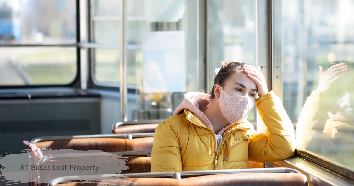 Worried woman on bus looking out window - LRT Buses Lost Property