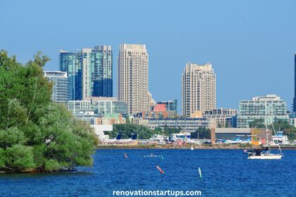 Toronto skyline as seen from the waterfront, the city closest major hub near Lucan Ontario