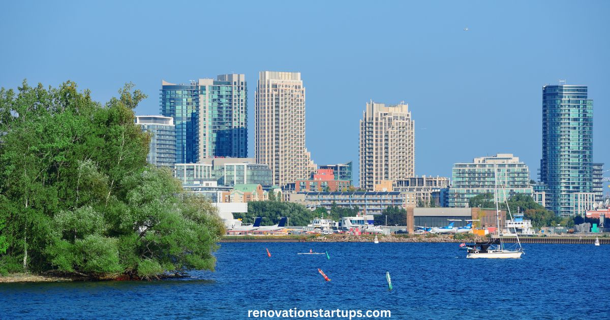 Toronto skyline as seen from the waterfront, the city closest major hub near Lucan Ontario