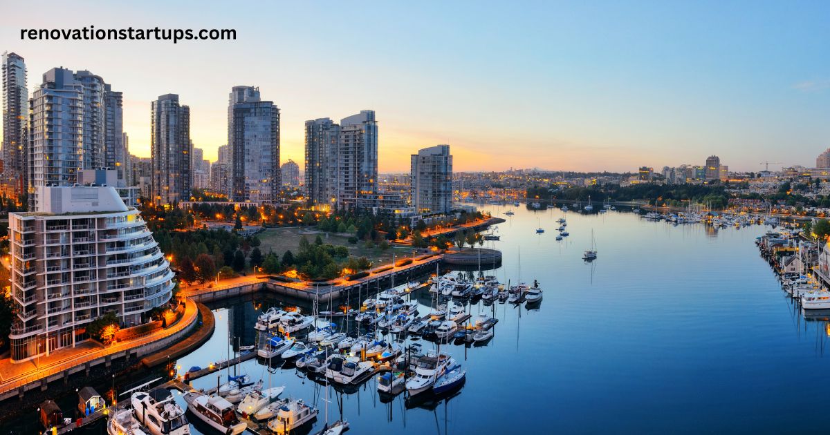 Midhurst Ontario waterfront marina and skyline view at sunset