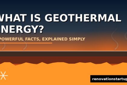 What is geothermal energy? Earth cross-section diagram showing heat layers and rising steam