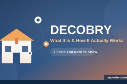 Decobry explained — house icon with connected info-sharing badges illustrating how the decobry user-submission platform works