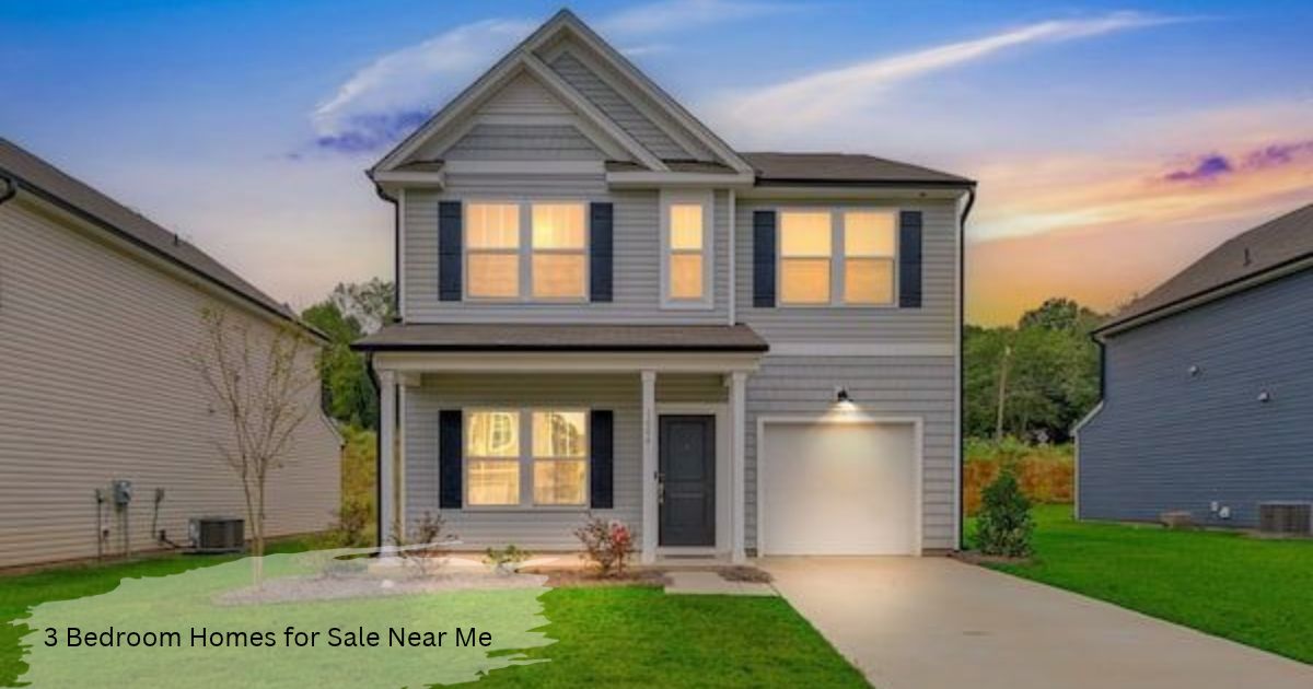 Two story gray home with black shutters, covered front porch, and attached one-car garage at sunset, a '3 bedroom home for sale near me'